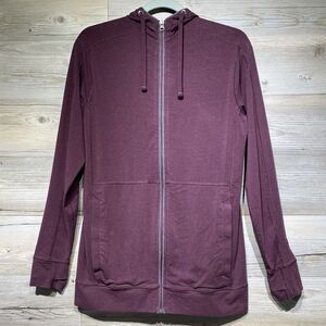 Coolibar Lumaleo Full Zip Hoodie Mens Small Dark Wine UPF 50+ Lightweight Pocket